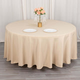 Beige Polyester Round Tablecloth